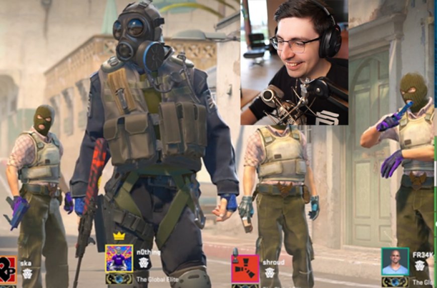 Shroud in lobby with other pro players, playing the new Counter Strike 2 Beta.